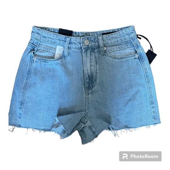 Blank NYC High Rise Cut Out Jean Shorts Light Distressed Denim 24" NWOT - Picture 2 of 7